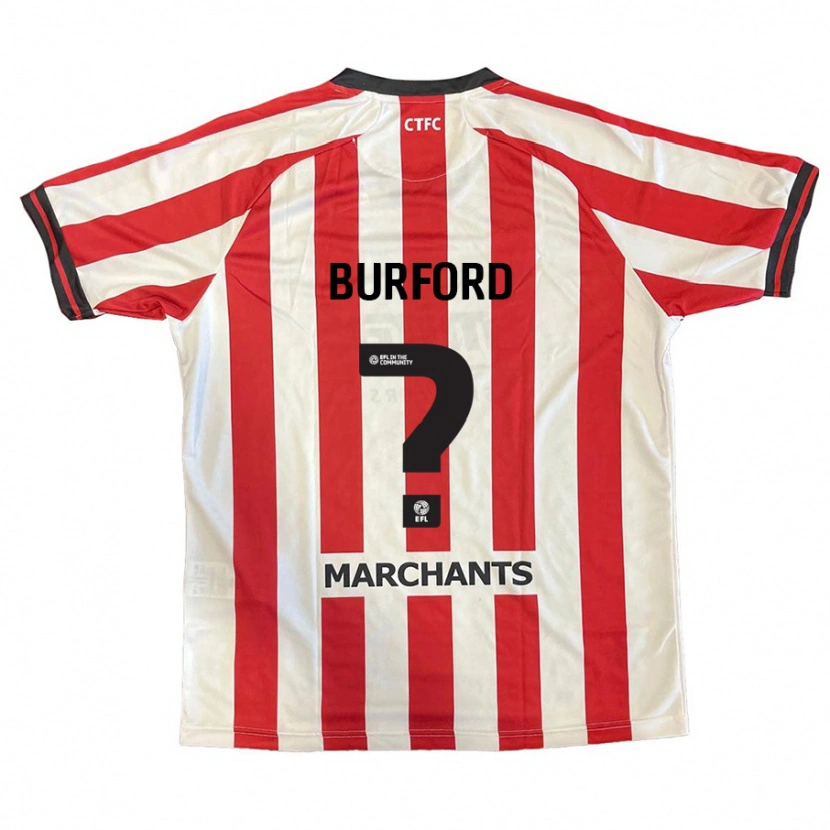 Danxen Niño Camiseta Archie Burford #0 Rojo Blanco 1ª Equipación 2024/25 La Camisa