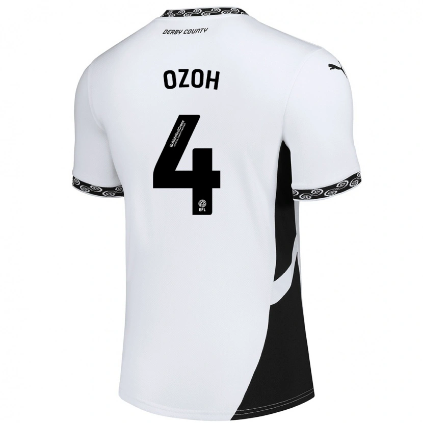 Danxen Niño Camiseta David Ozoh #4 Blanco Negro 1ª Equipación 2024/25 La Camisa