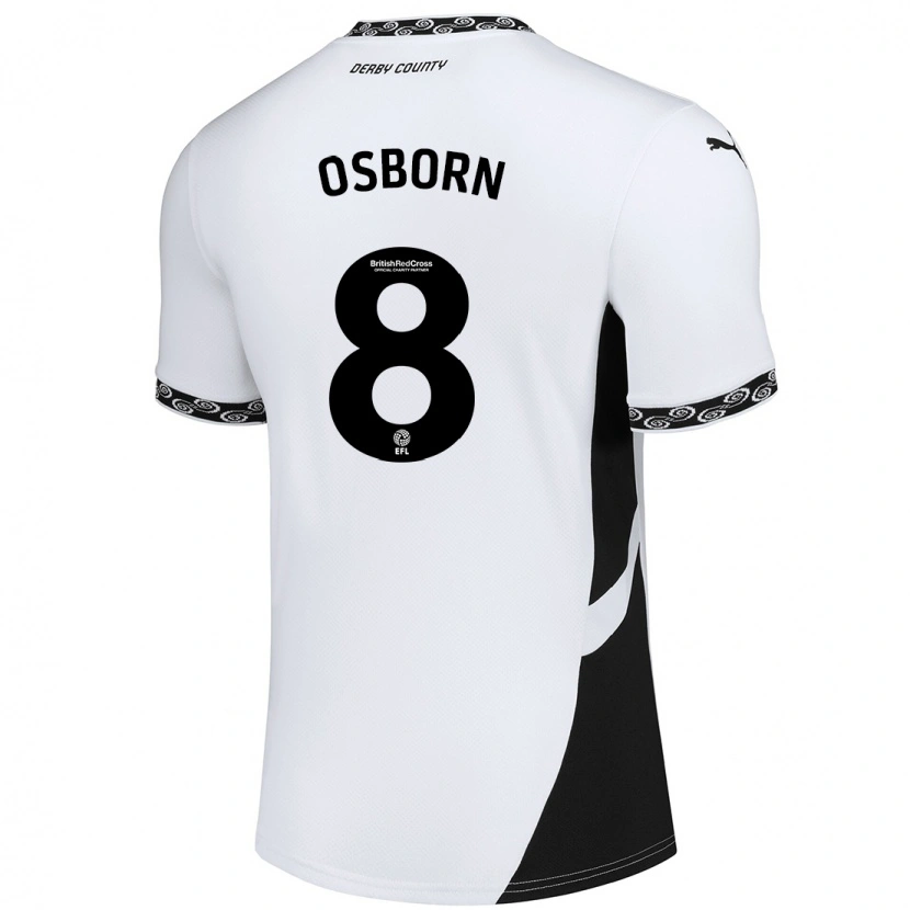 Danxen Niño Camiseta Ben Osborn #8 Blanco Negro 1ª Equipación 2024/25 La Camisa