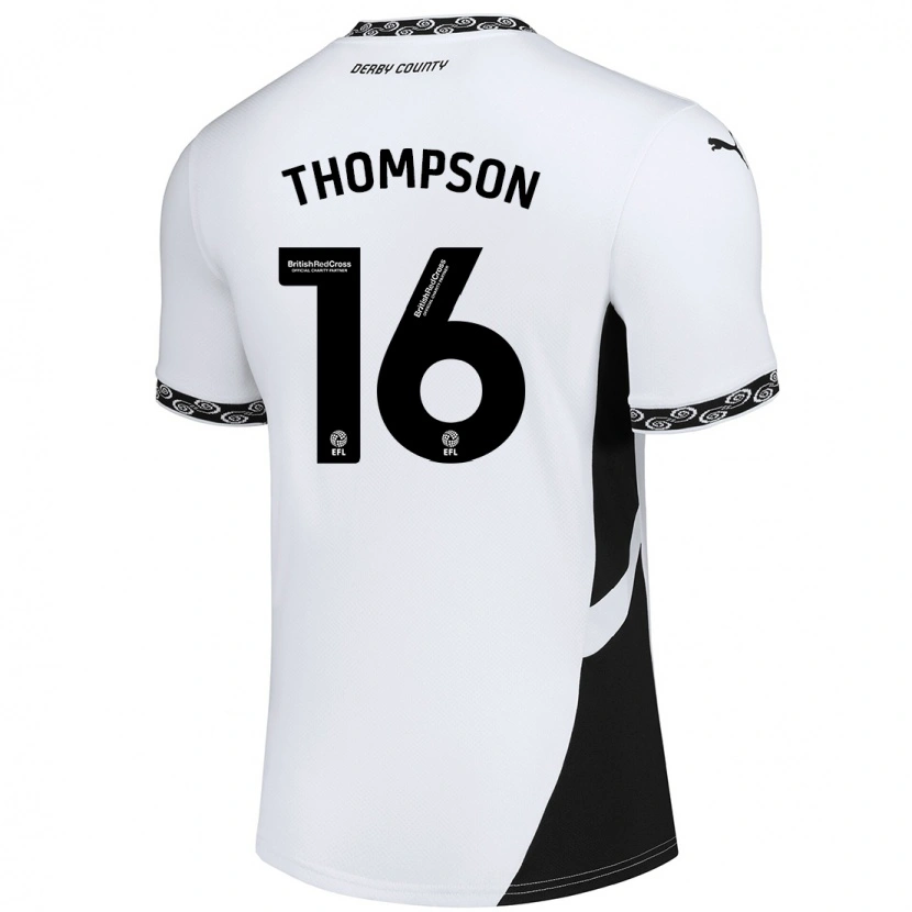 Danxen Niño Camiseta Liam Thompson #16 Blanco Negro 1ª Equipación 2024/25 La Camisa