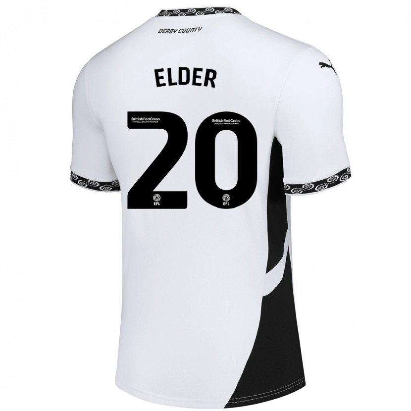 Danxen Niño Camiseta Callum Elder #20 Blanco Negro 1ª Equipación 2024/25 La Camisa