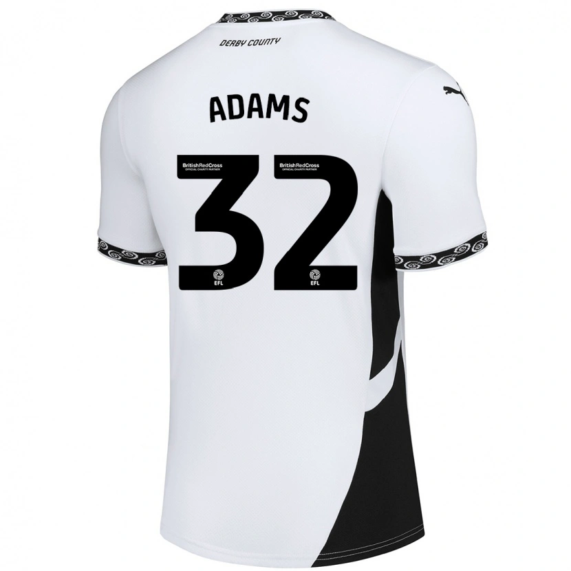 Danxen Niño Camiseta Ebou Adams #32 Blanco Negro 1ª Equipación 2024/25 La Camisa