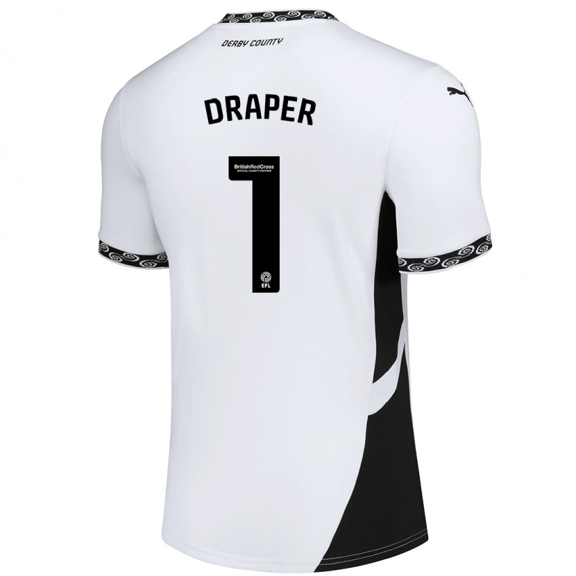 Danxen Niño Camiseta Anna Draper #1 Blanco Negro 1ª Equipación 2024/25 La Camisa