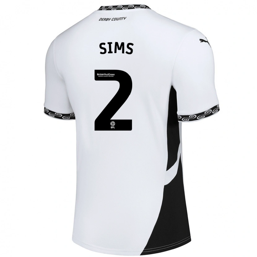 Danxen Niño Camiseta Amy Sims #2 Blanco Negro 1ª Equipación 2024/25 La Camisa