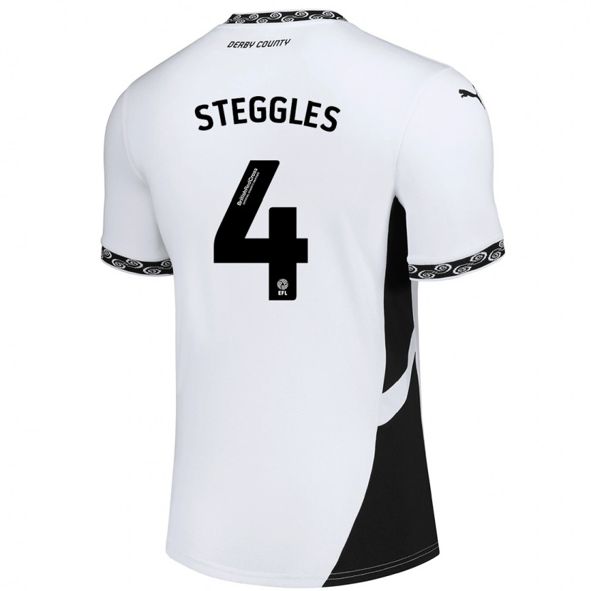 Danxen Niño Camiseta Charlotte Steggles #4 Blanco Negro 1ª Equipación 2024/25 La Camisa