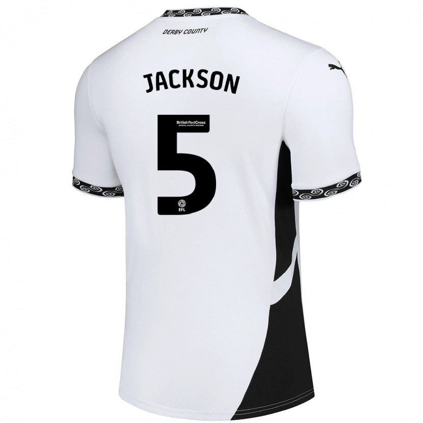 Danxen Niño Camiseta Sarah Jackson #5 Blanco Negro 1ª Equipación 2024/25 La Camisa