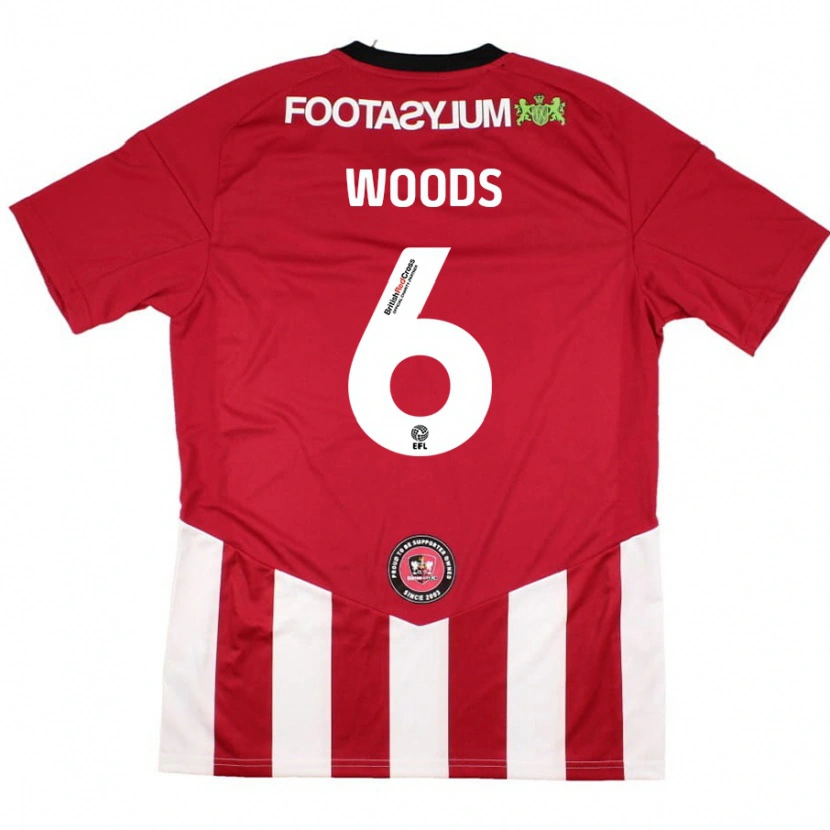 Danxen Niño Camiseta Ryan Woods #6 Rojo Blanco 1ª Equipación 2024/25 La Camisa