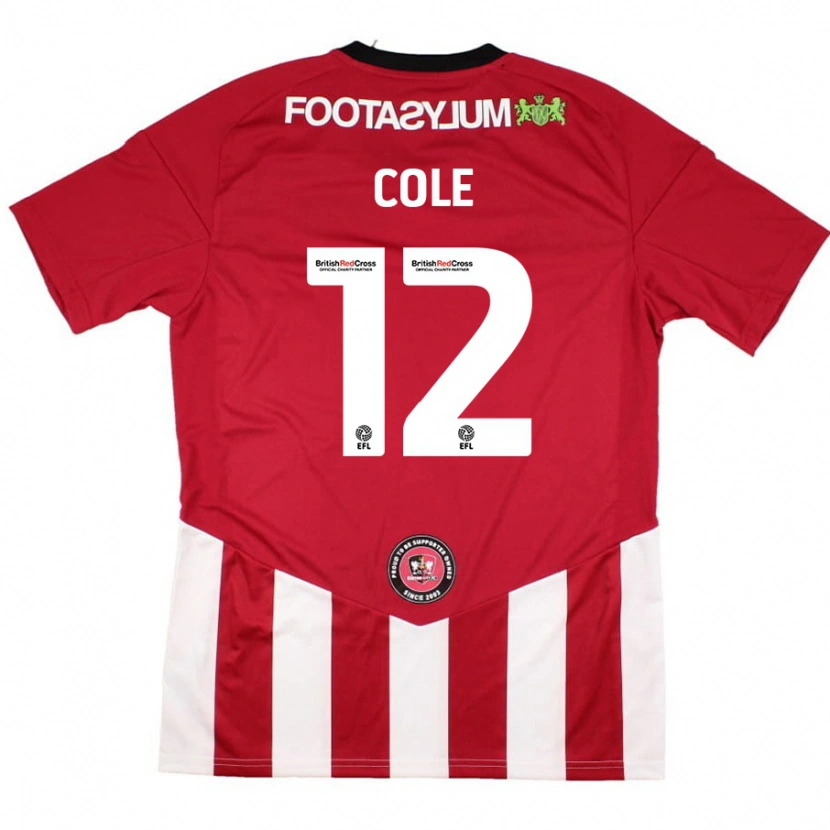 Danxen Niño Camiseta Reece Cole #12 Rojo Blanco 1ª Equipación 2024/25 La Camisa