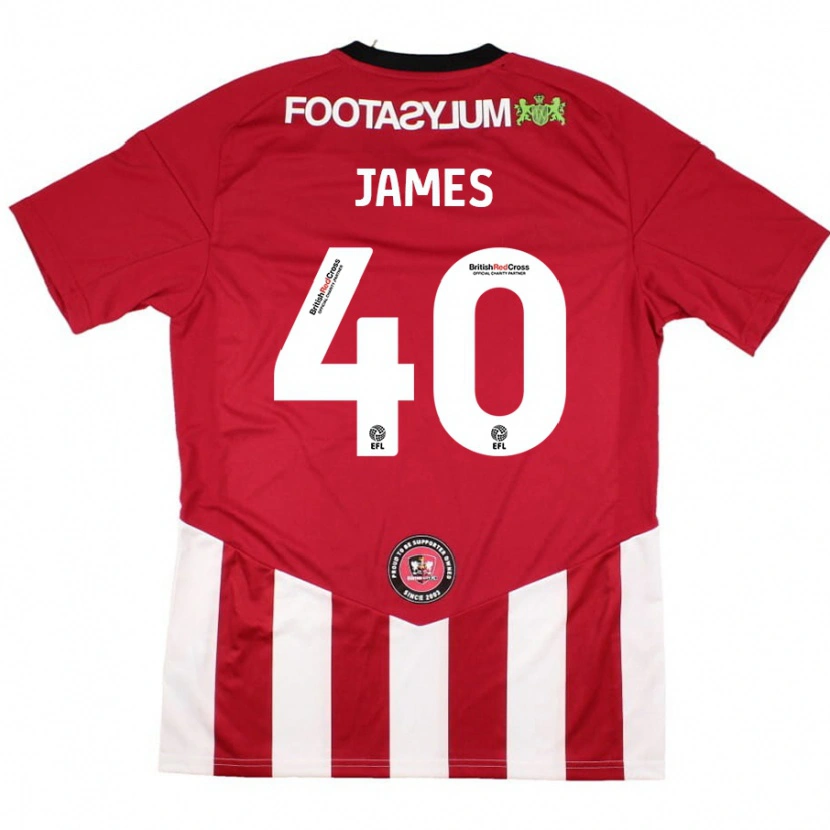 Danxen Niño Camiseta Ed James #40 Rojo Blanco 1ª Equipación 2024/25 La Camisa