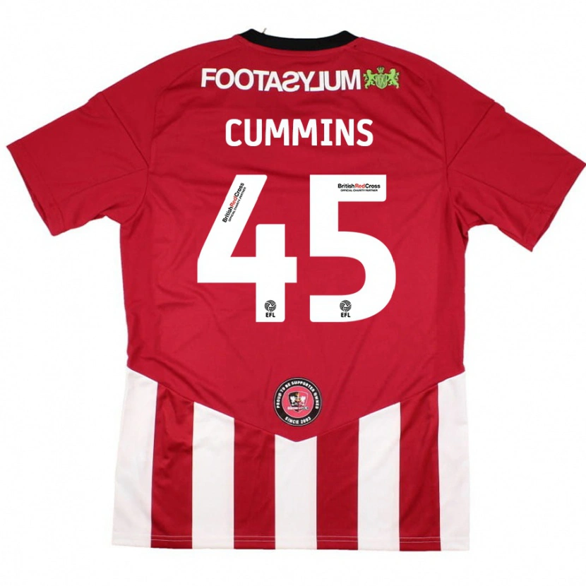 Danxen Niño Camiseta Charlie Cummins #45 Rojo Blanco 1ª Equipación 2024/25 La Camisa