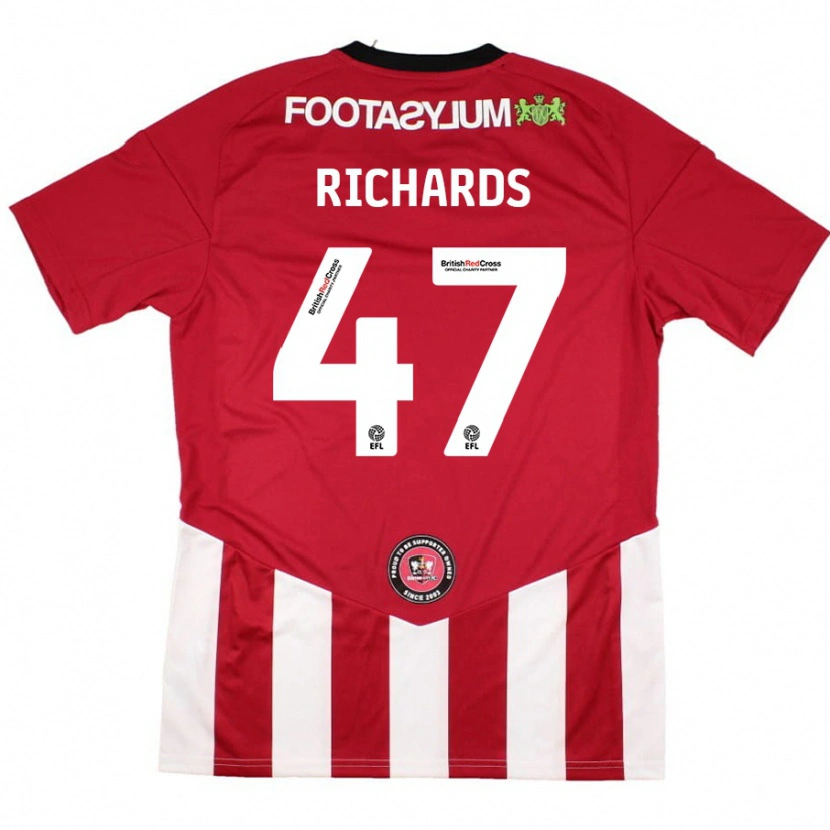 Danxen Niño Camiseta Jake Richards #47 Rojo Blanco 1ª Equipación 2024/25 La Camisa