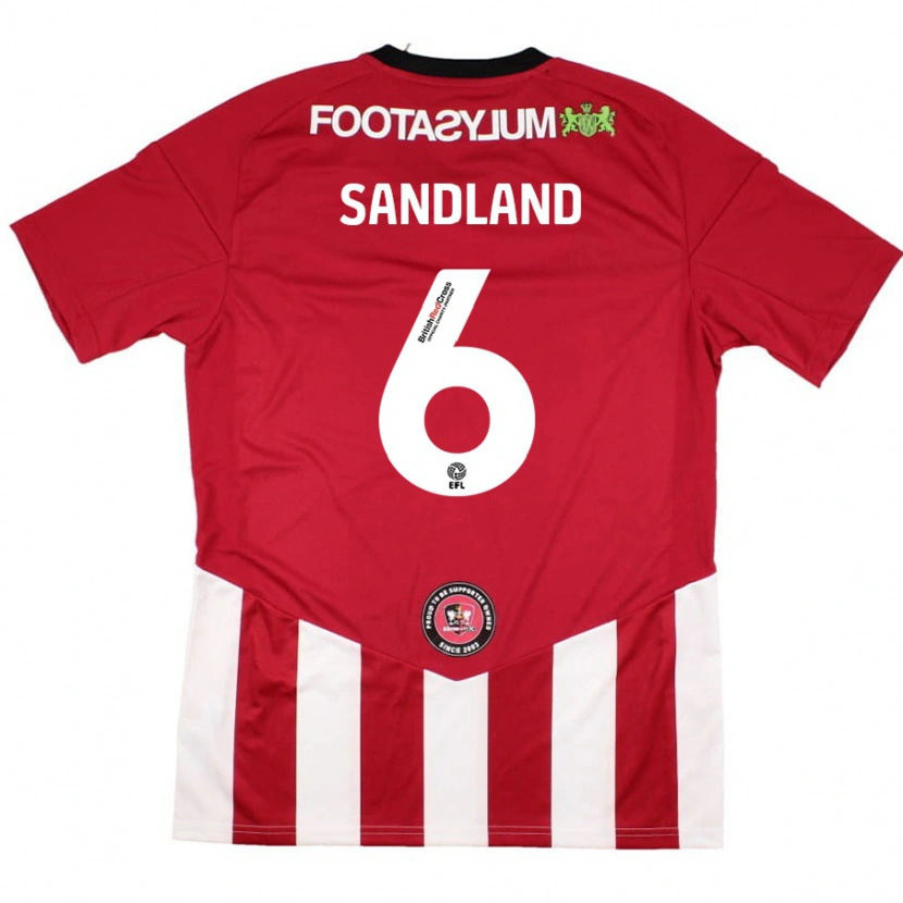 Danxen Niño Camiseta Jess Sandland #6 Rojo Blanco 1ª Equipación 2024/25 La Camisa