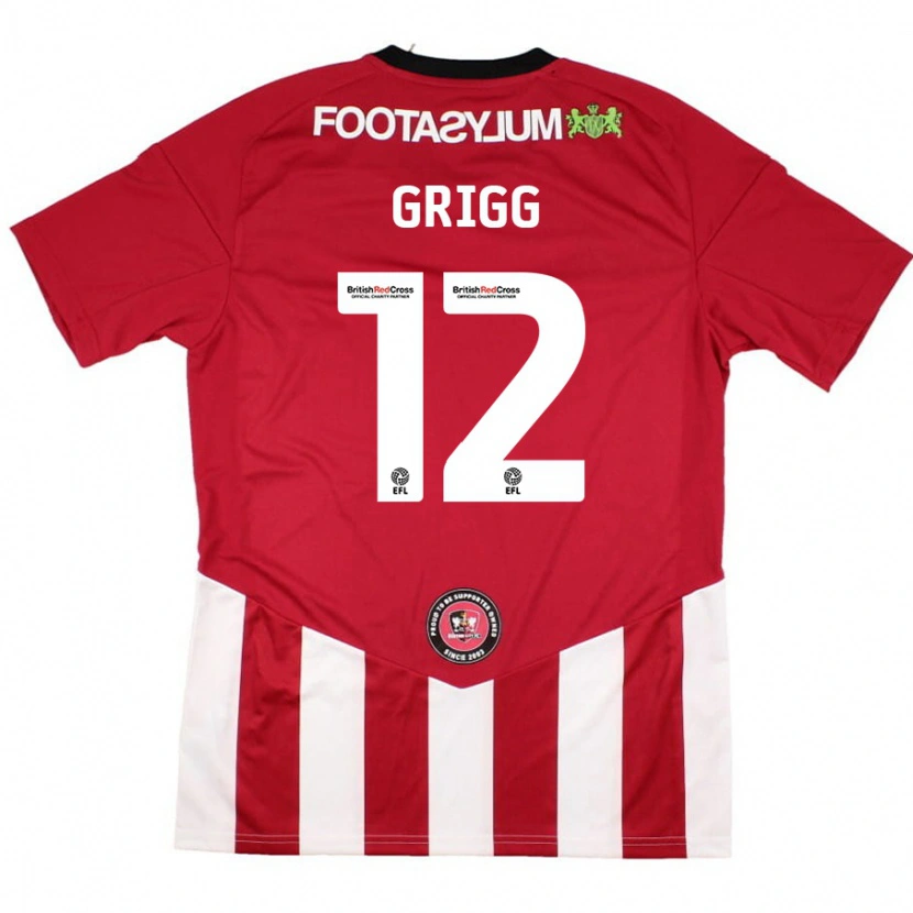 Danxen Niño Camiseta Katie Grigg #12 Rojo Blanco 1ª Equipación 2024/25 La Camisa