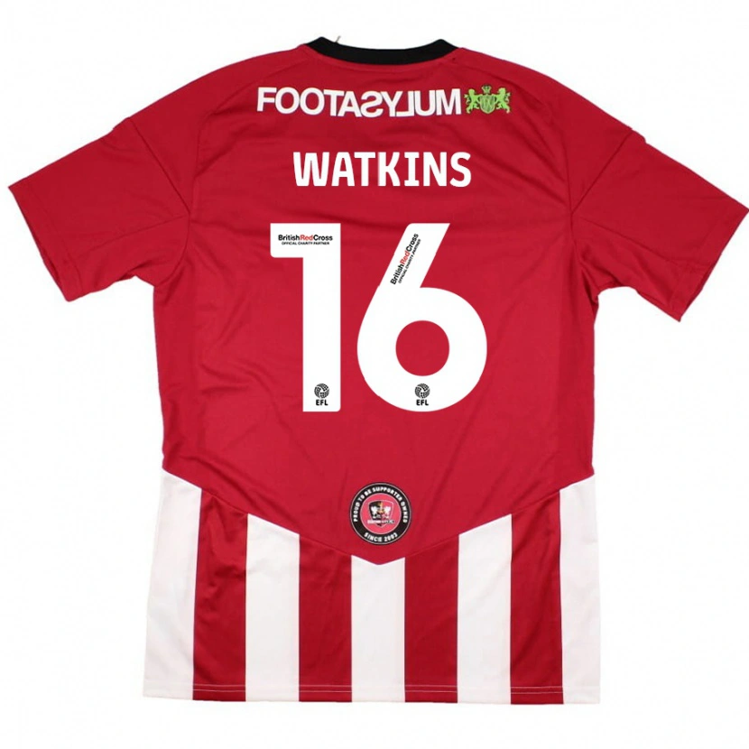 Danxen Niño Camiseta Zoe Watkins #16 Rojo Blanco 1ª Equipación 2024/25 La Camisa