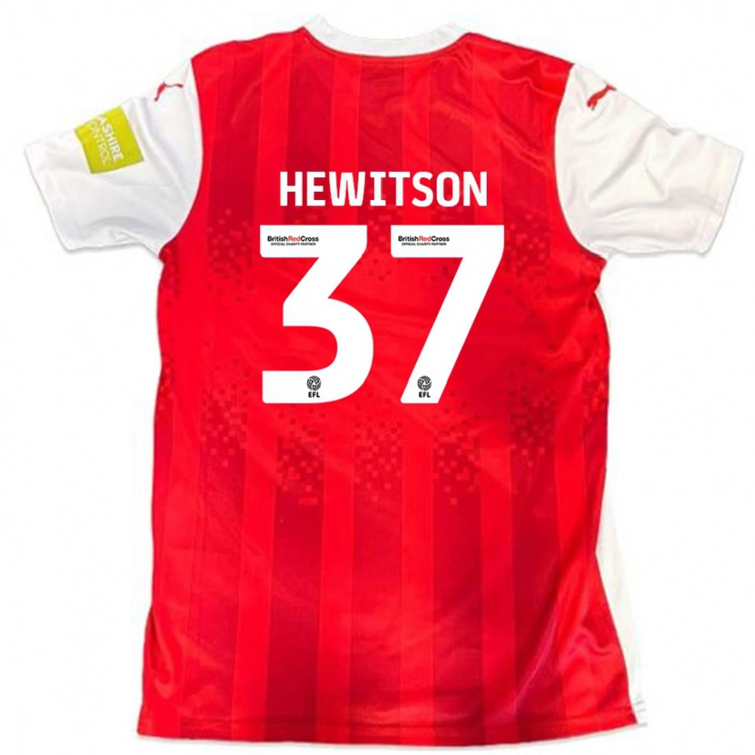 Danxen Niño Camiseta Luke Hewitson #37 Rojo Blanco 1ª Equipación 2024/25 La Camisa