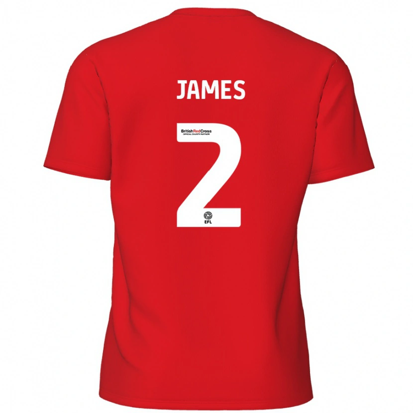 Danxen Niño Camiseta Tom James #2 Rojo 1ª Equipación 2024/25 La Camisa