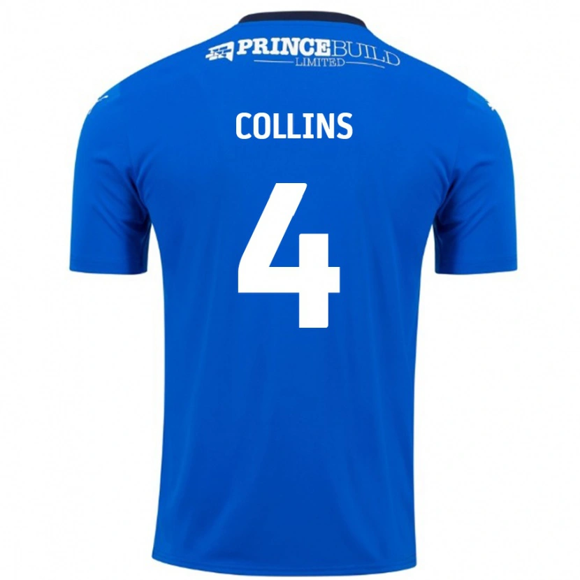 Danxen Niño Camiseta Archie Collins #4 Azul Blanco 1ª Equipación 2024/25 La Camisa