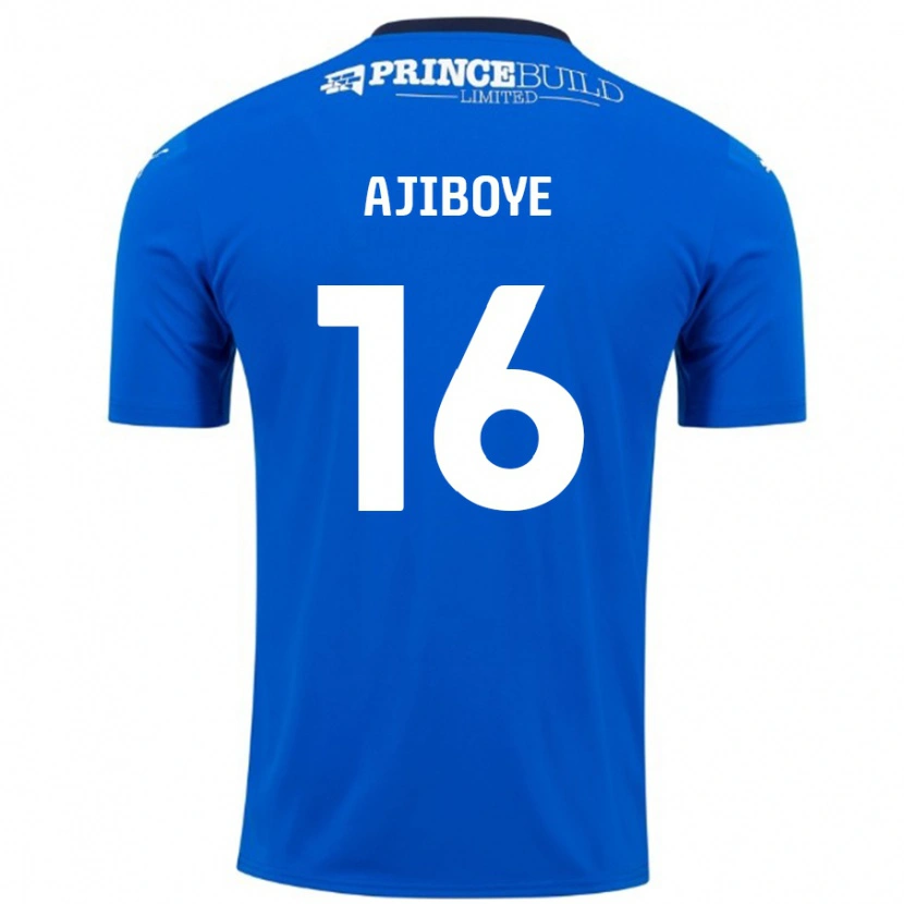 Danxen Niño Camiseta David Ajiboye #16 Azul Blanco 1ª Equipación 2024/25 La Camisa