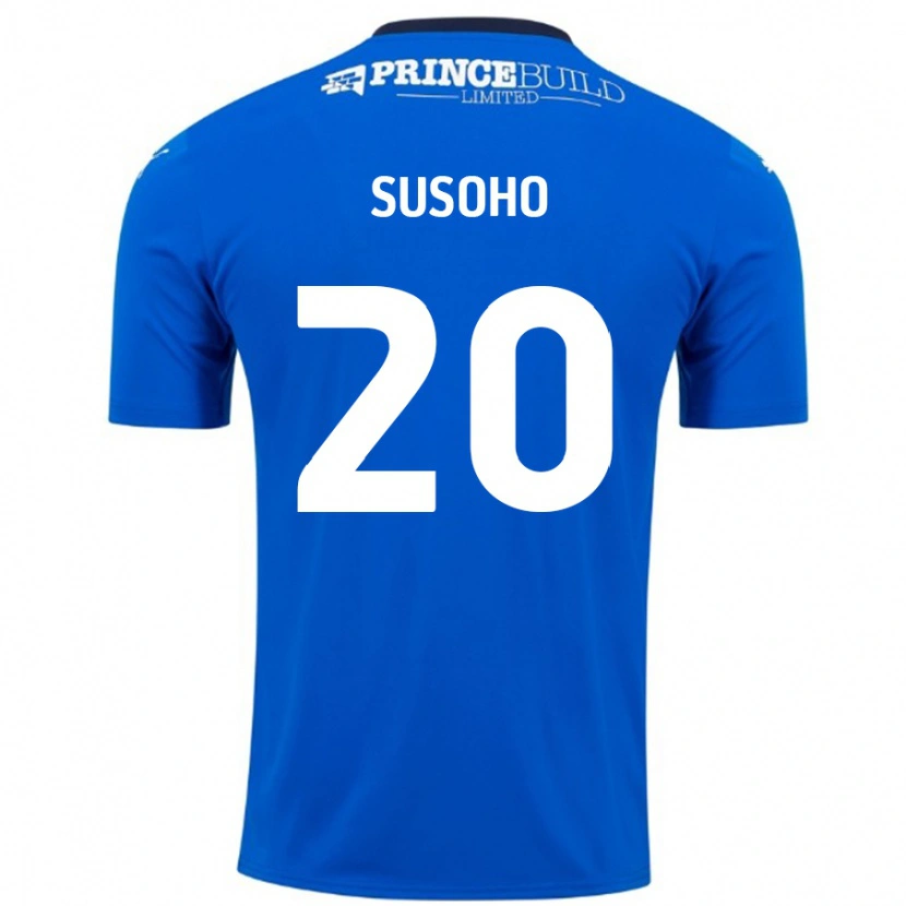 Danxen Niño Camiseta Mahamadou Susoho #20 Azul Blanco 1ª Equipación 2024/25 La Camisa