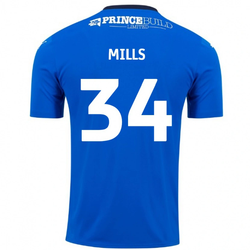 Danxen Niño Camiseta Harley Mills #34 Azul Blanco 1ª Equipación 2024/25 La Camisa