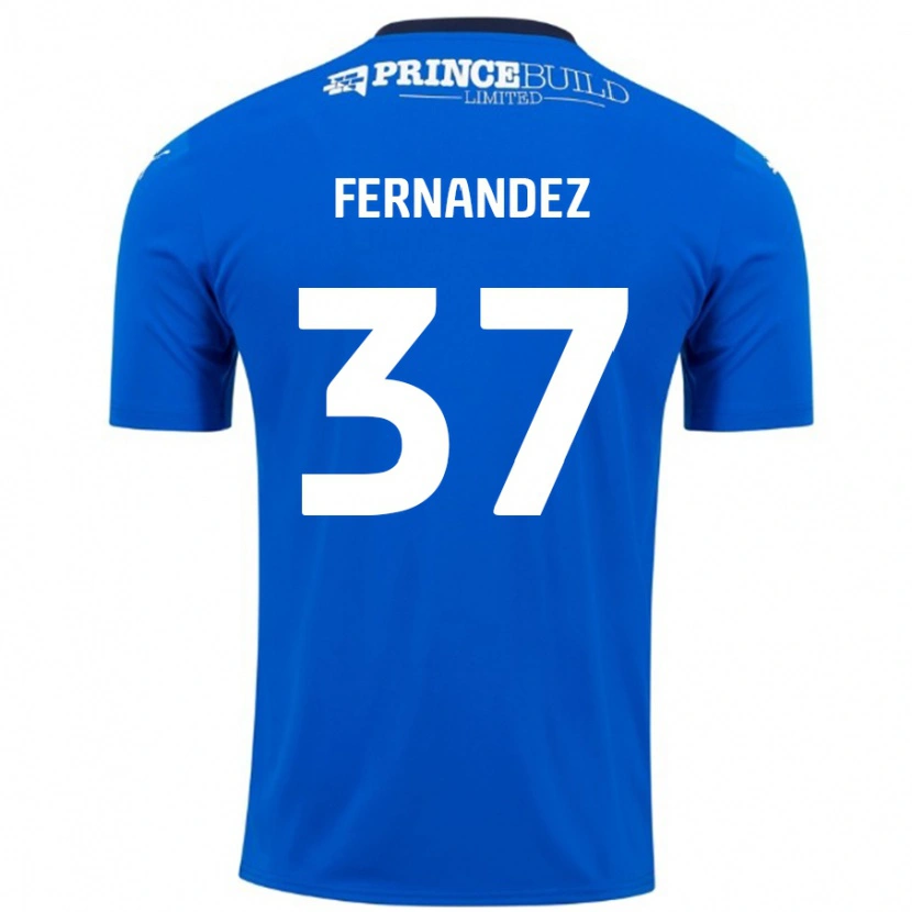 Danxen Niño Camiseta Emmanuel Fernandez #37 Azul Blanco 1ª Equipación 2024/25 La Camisa