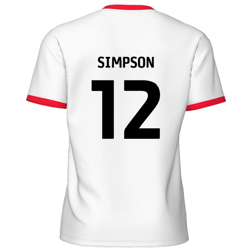 Danxen Niño Camiseta Tyreece Simpson #12 Blanco Rojo 1ª Equipación 2024/25 La Camisa