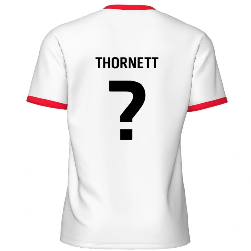 Danxen Niño Camiseta Alfie Thornett #0 Blanco Rojo 1ª Equipación 2024/25 La Camisa