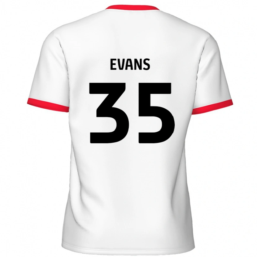 Danxen Niño Camiseta Makise Evans #35 Blanco Rojo 1ª Equipación 2024/25 La Camisa