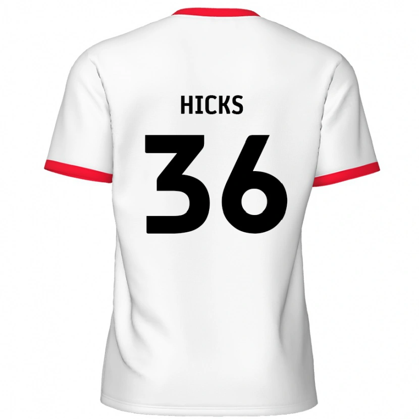 Danxen Niño Camiseta David Hicks #36 Blanco Rojo 1ª Equipación 2024/25 La Camisa