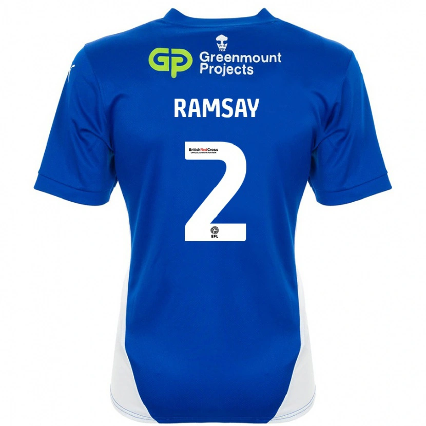 Danxen Niño Camiseta Calvin Ramsay #2 Azul Blanco 1ª Equipación 2024/25 La Camisa