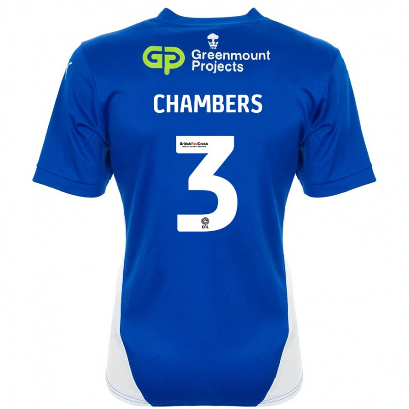 Danxen Niño Camiseta Luke Chambers #3 Azul Blanco 1ª Equipación 2024/25 La Camisa