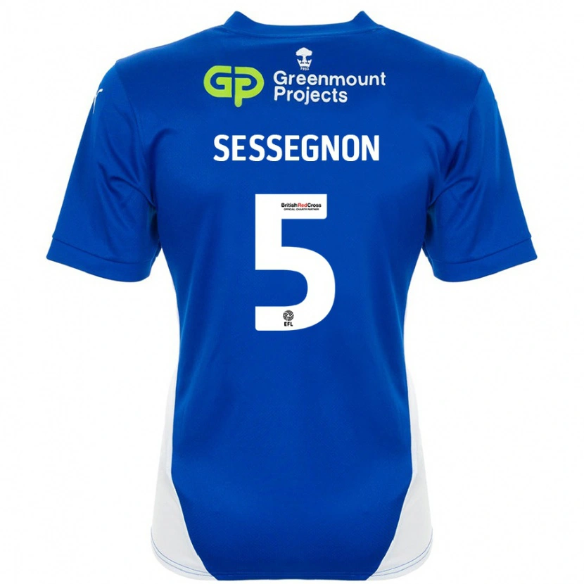 Danxen Niño Camiseta Steven Sessegnon #5 Azul Blanco 1ª Equipación 2024/25 La Camisa