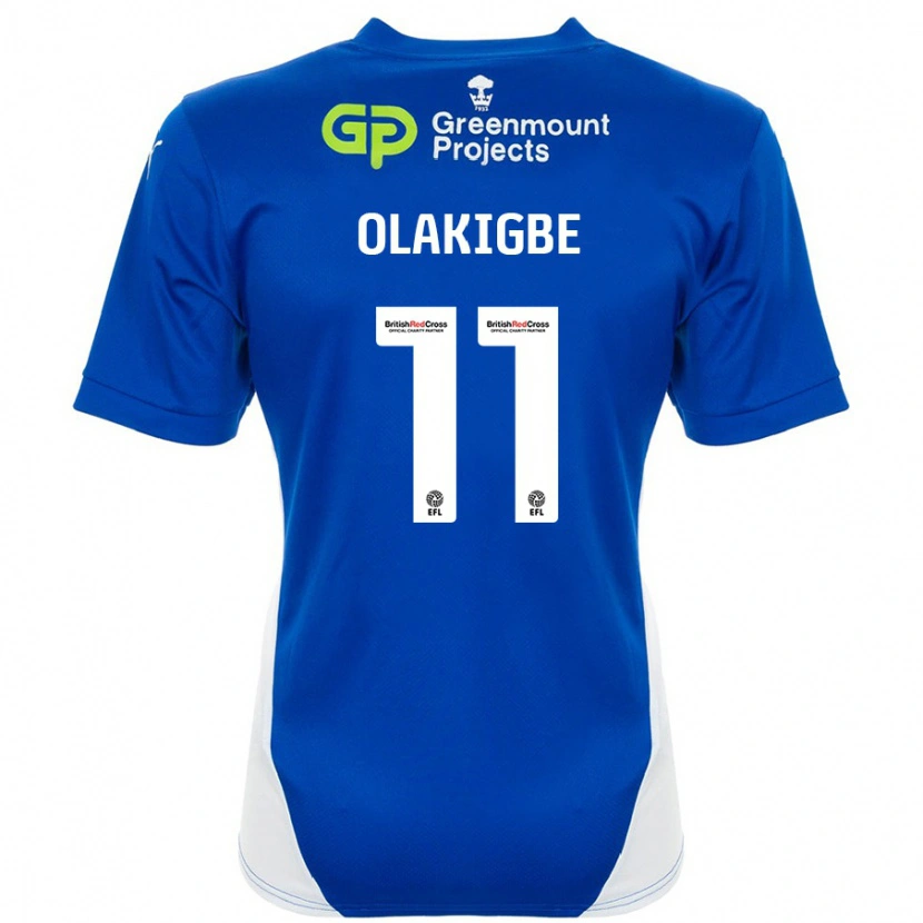 Danxen Niño Camiseta Michael Olakigbe #11 Azul Blanco 1ª Equipación 2024/25 La Camisa