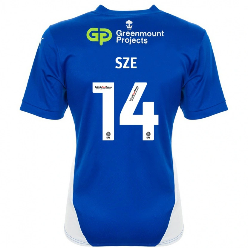 Danxen Niño Camiseta Chris Sze #14 Azul Blanco 1ª Equipación 2024/25 La Camisa