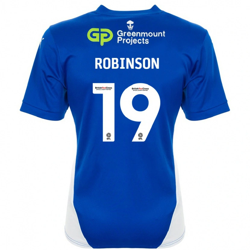 Danxen Niño Camiseta Luke Robinson #19 Azul Blanco 1ª Equipación 2024/25 La Camisa