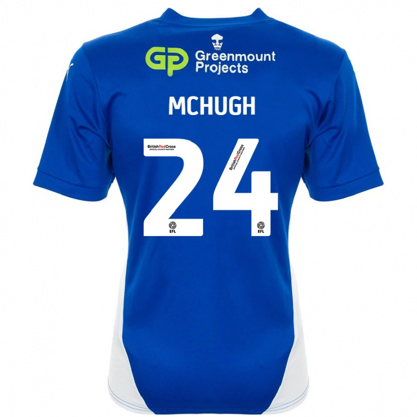 Danxen Niño Camiseta Harry Mchugh #24 Azul Blanco 1ª Equipación 2024/25 La Camisa