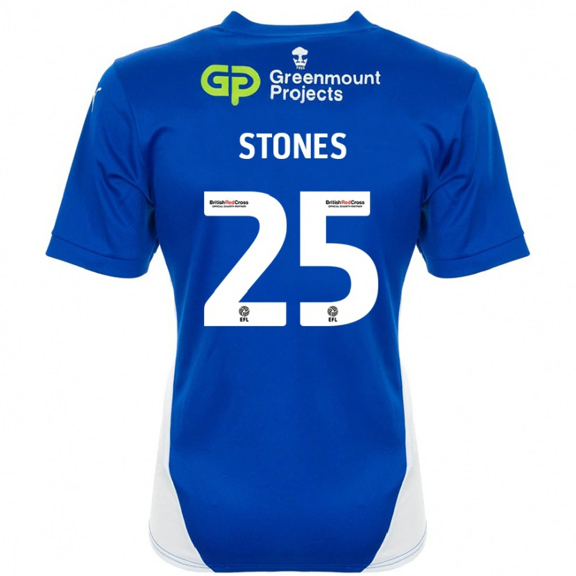 Danxen Niño Camiseta Josh Stones #25 Azul Blanco 1ª Equipación 2024/25 La Camisa