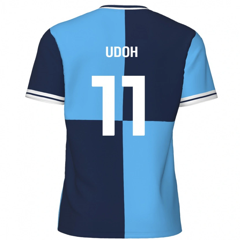 Danxen Niño Camiseta Daniel Udoh #11 Azul Cielo Azul Oscuro 1ª Equipación 2024/25 La Camisa