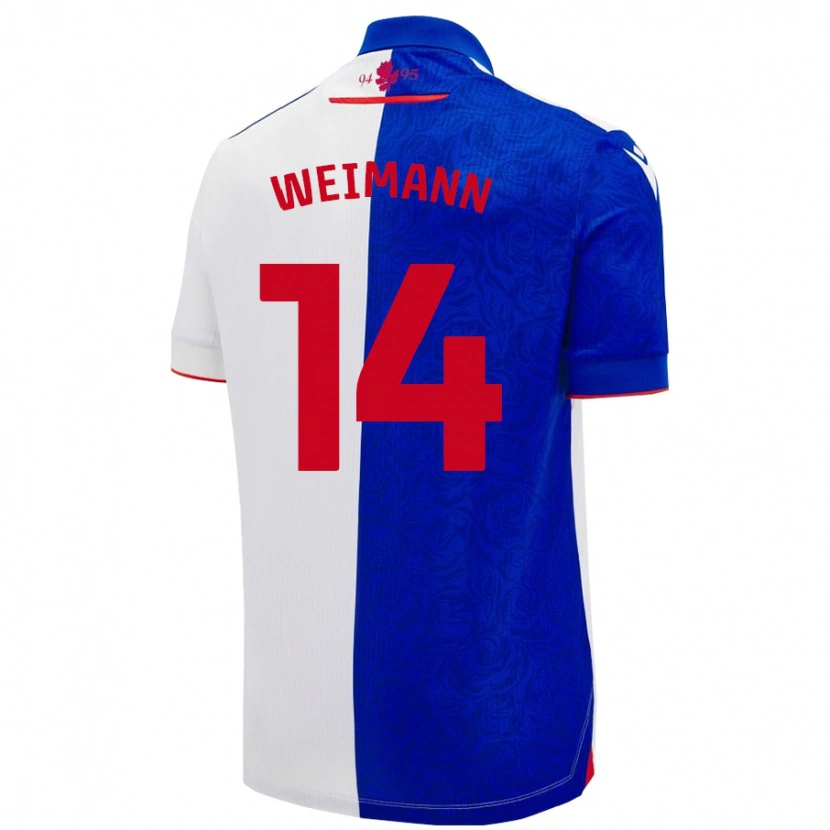 Danxen Niño Camiseta Andreas Weimann #14 Azul Cielo Blanco 1ª Equipación 2024/25 La Camisa