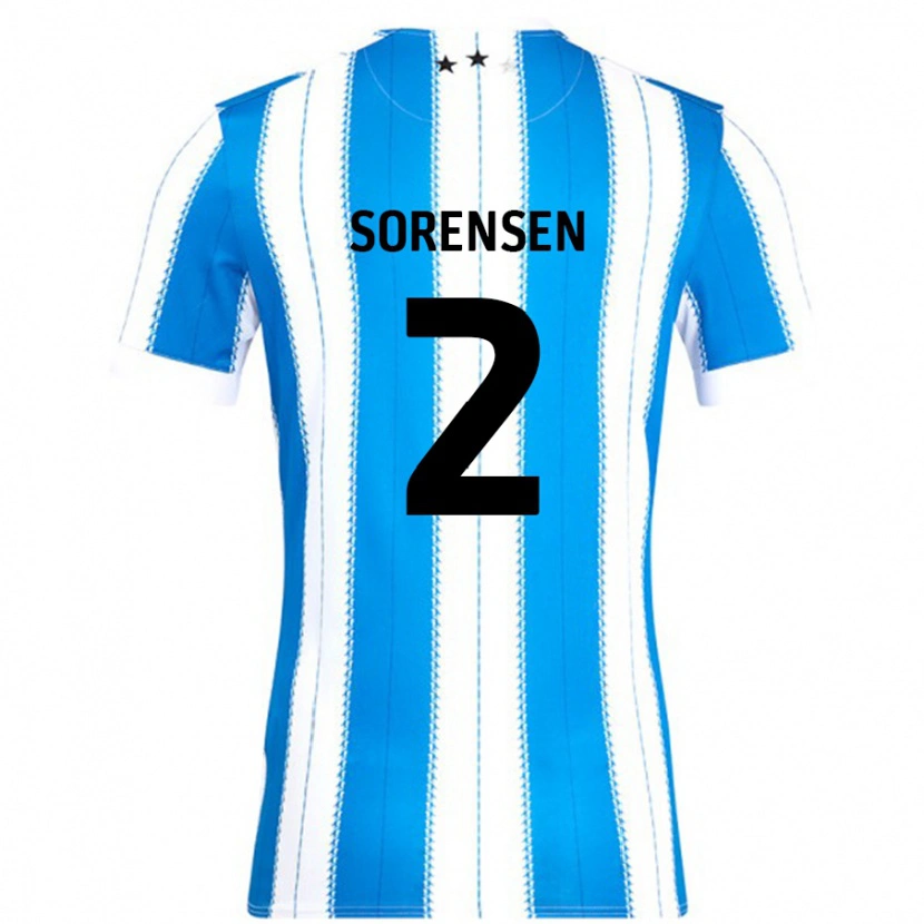 Danxen Niño Camiseta Lasse Sørensen #2 Azul Blanco 1ª Equipación 2024/25 La Camisa