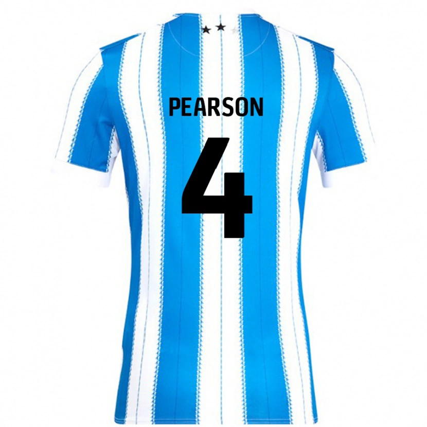 Danxen Niño Camiseta Matty Pearson #4 Azul Blanco 1ª Equipación 2024/25 La Camisa