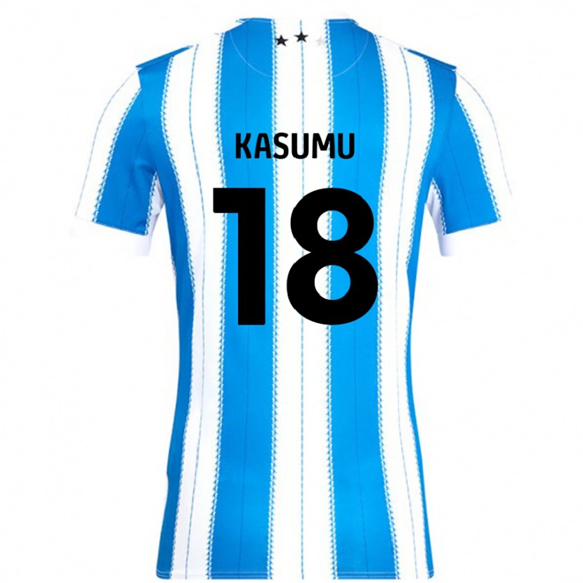 Danxen Niño Camiseta David Kasumu #18 Azul Blanco 1ª Equipación 2024/25 La Camisa