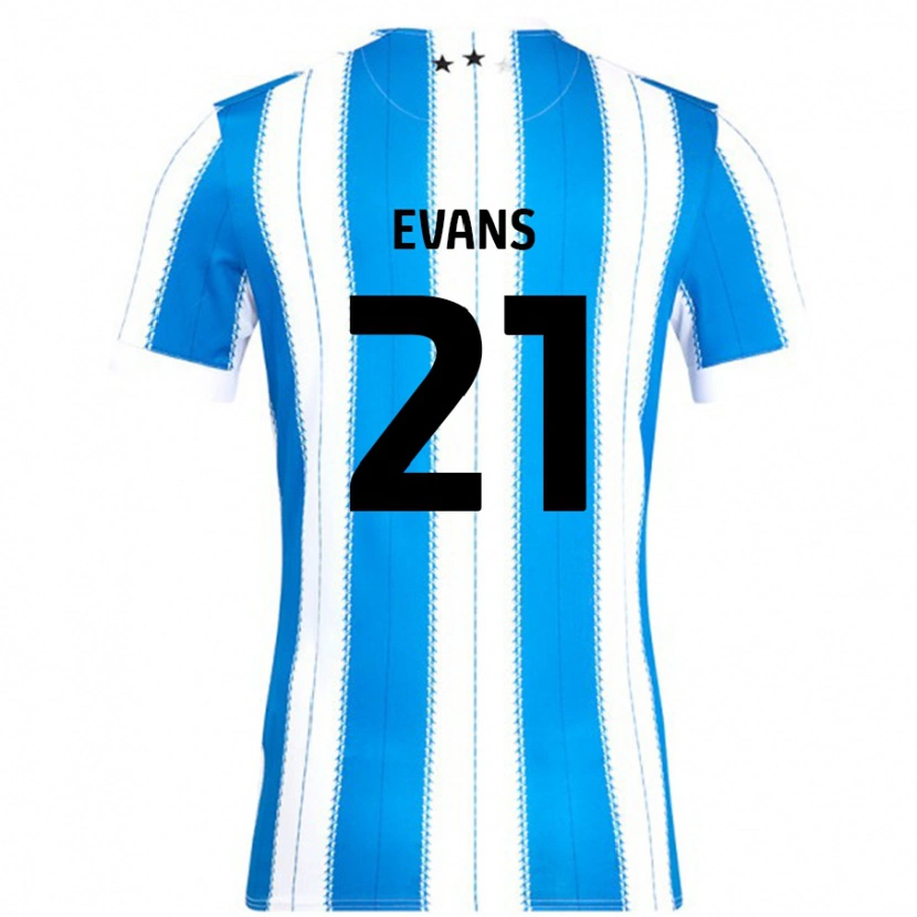 Danxen Niño Camiseta Antony Evans #21 Azul Blanco 1ª Equipación 2024/25 La Camisa