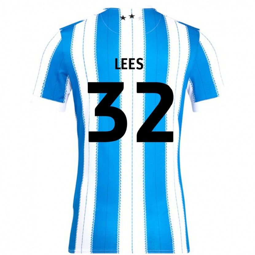 Danxen Niño Camiseta Tom Lees #32 Azul Blanco 1ª Equipación 2024/25 La Camisa