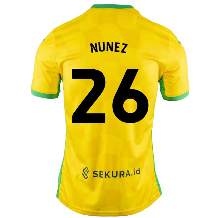 Danxen Niño Camiseta Marcelino Núñez #26 Amarillo Verde 1ª Equipación 2024/25 La Camisa