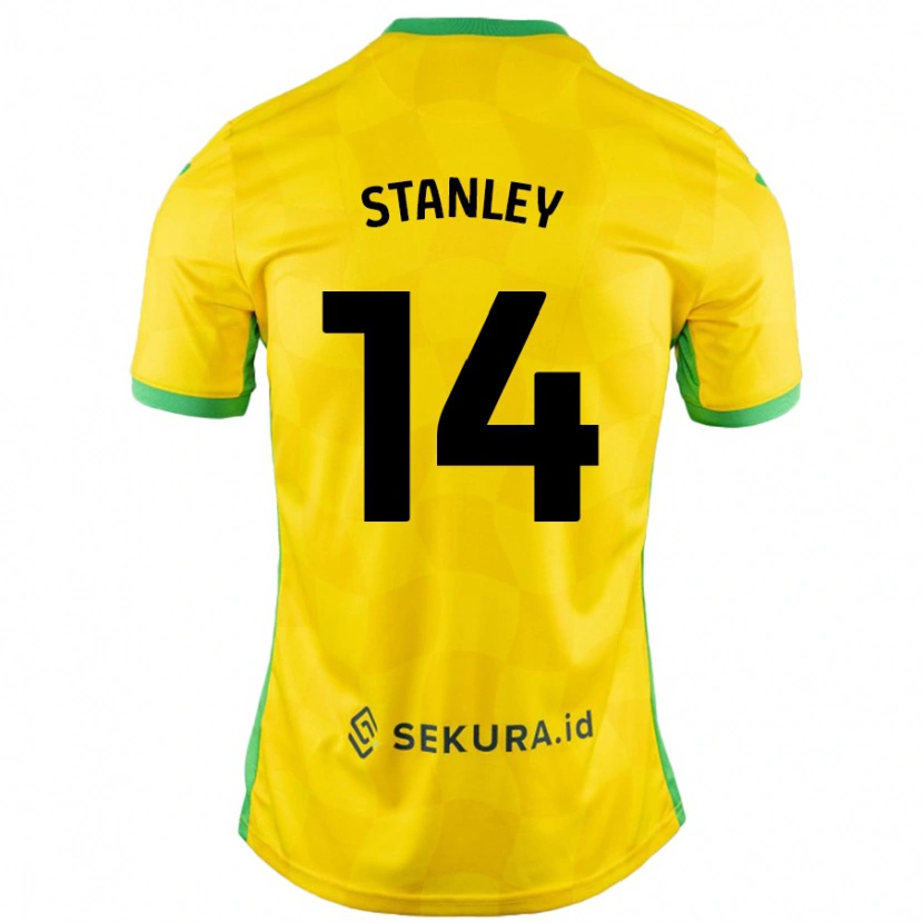 Danxen Niño Camiseta Kathryn Stanley #14 Amarillo Verde 1ª Equipación 2024/25 La Camisa