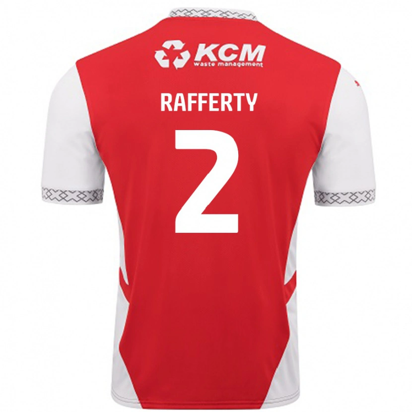 Danxen Niño Camiseta Joe Rafferty #2 Rojo Blanco 1ª Equipación 2024/25 La Camisa