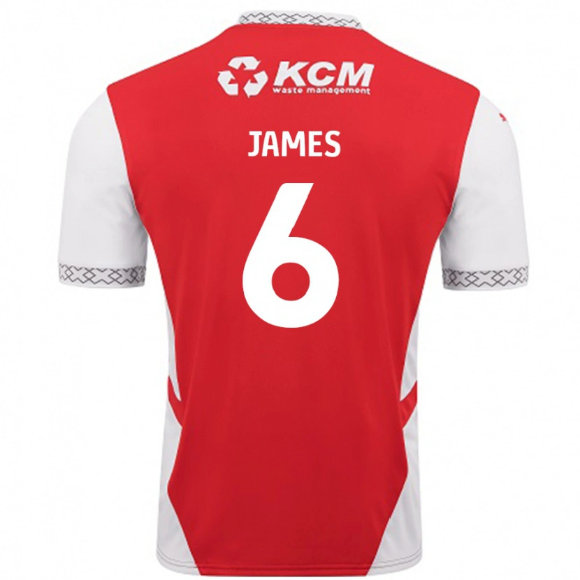 Danxen Niño Camiseta Reece James #6 Rojo Blanco 1ª Equipación 2024/25 La Camisa