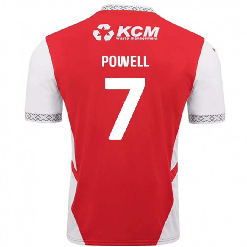 Danxen Niño Camiseta Joe Powell #7 Rojo Blanco 1ª Equipación 2024/25 La Camisa