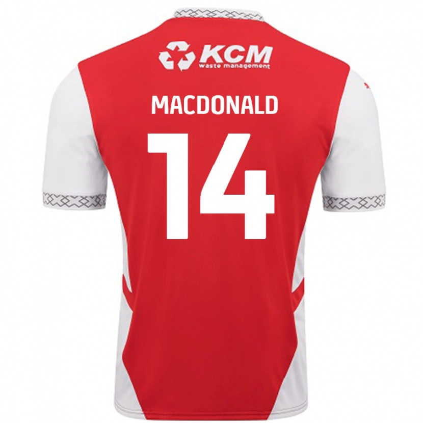 Danxen Niño Camiseta Alex Macdonald #14 Rojo Blanco 1ª Equipación 2024/25 La Camisa